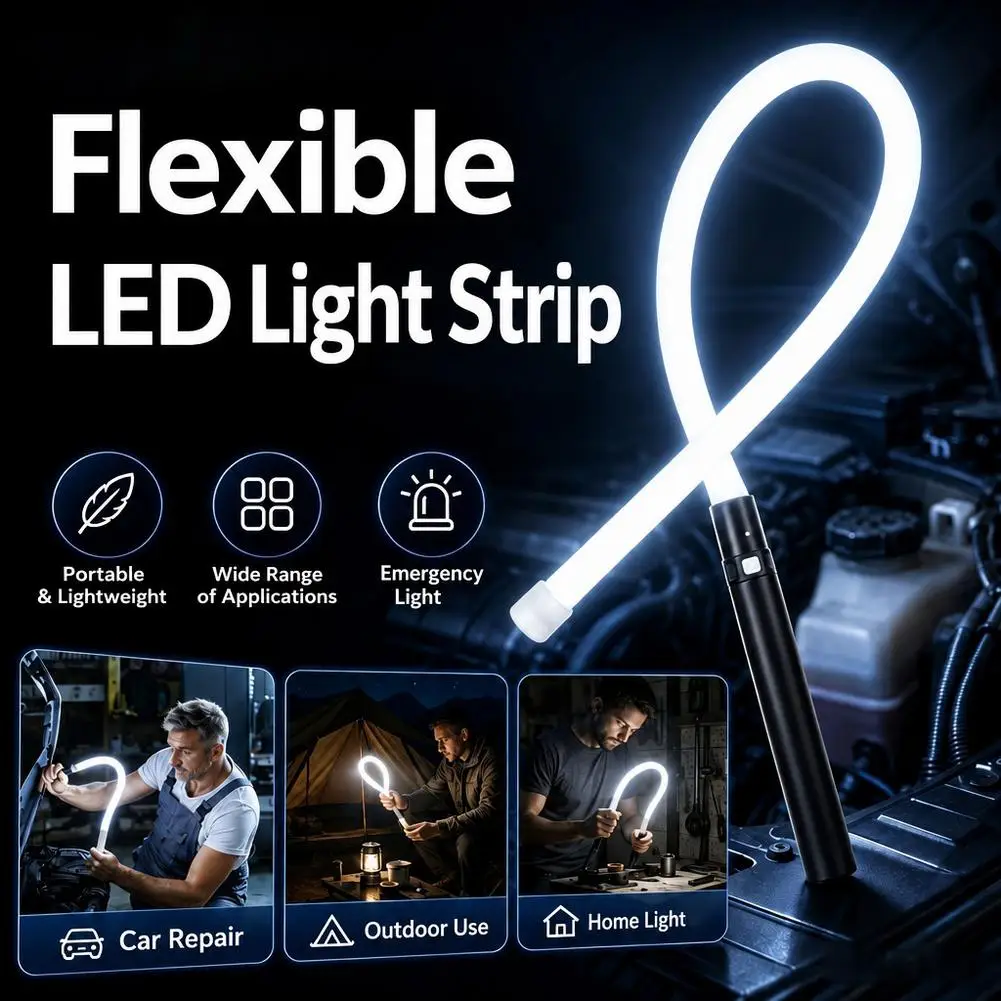 LED Light Strip Can Be Bent Multifunctional High-Power Maintenance Outdoor Flashlight Lighting Tool ﻿