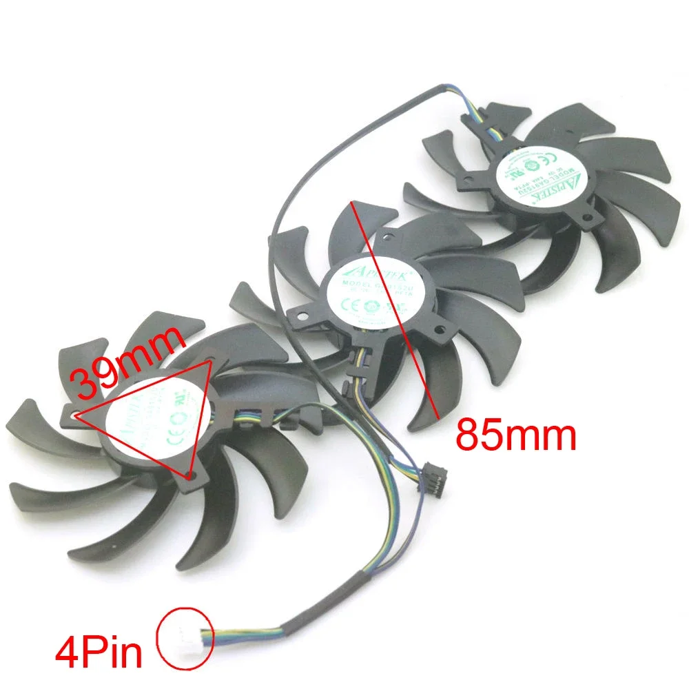 3pcs/lot GA91S2U 85mm DC12V 0.40A 4Pin VGA Fan For PNY RTX4060ti 4070 4070ti 4070S 4070tiS VERTO Graphics Card Cooling Fan