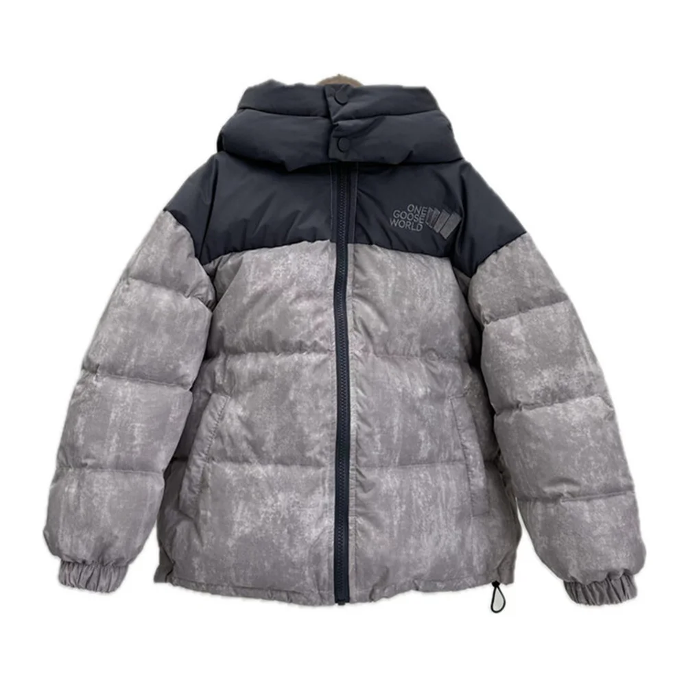 2024 Winter Children\'s Down Jacket Thickened Down Jacket for Boys And Girls Tie Dyeing Color blocked Hooded Down Jacket 24285