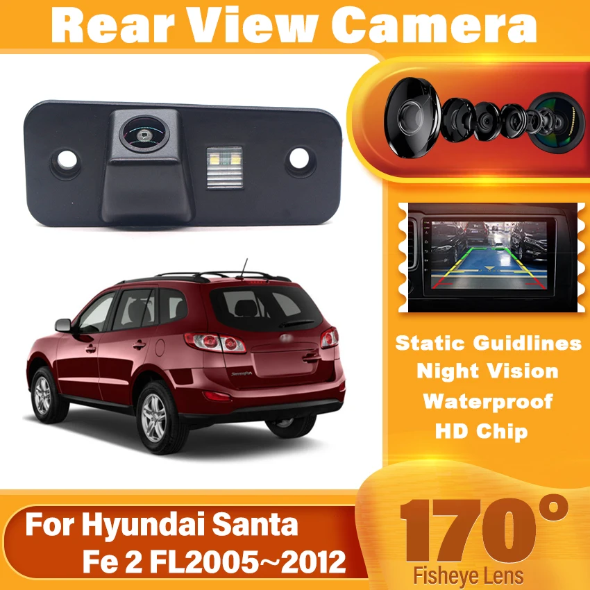 

Водонепроницаемая ПЗС HD 170 ° Широкоугольная камера заднего вида «рыбий глаз» для Hyundai Santa Fe (CM) SUV для Hyundai Santa Fe 2 FL 2005 ~ 2012 12 В