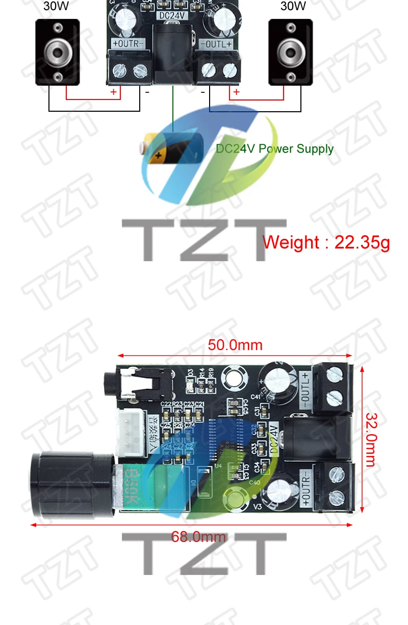 TZT 1/3PCS XH-A240 DC8-26V TPA3110D2 Audio-Verstärker-Modul 30W+30W Universelles HD Kleines Digital-Verstärker-Board – Detail 2