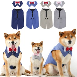 Small Dogs Clothes Pet Shirt Wedding Formal Suit Costume with Bow Tie Collar Cats Puppy Wedding Tuxedo Pets Harness Vest Set