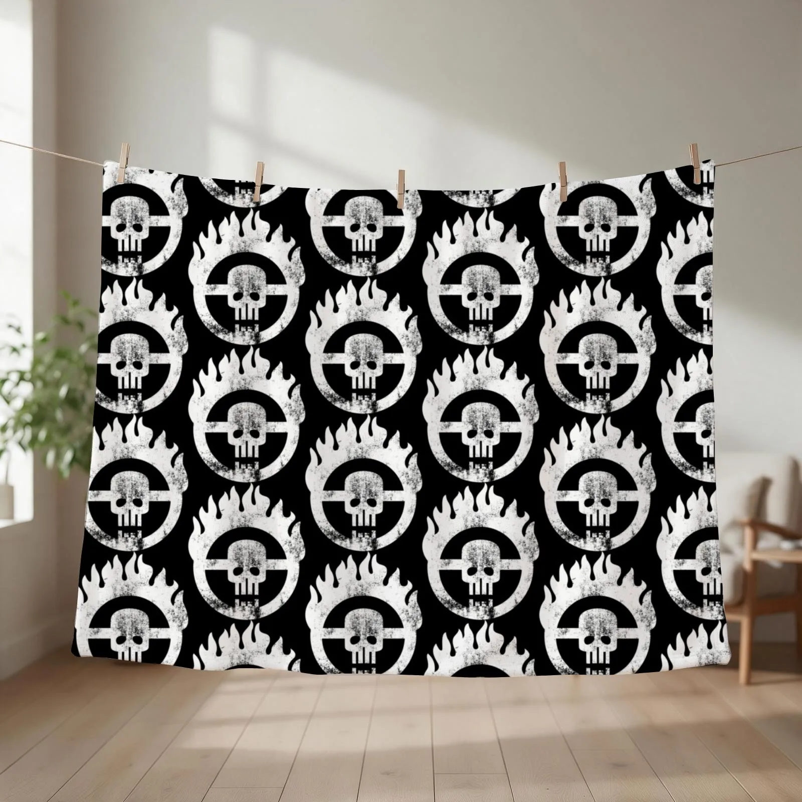 Mad Max Skull Throw Blanket Plaid on the sofa Luxury Brand Decorative Sofa Luxury Designer Blankets