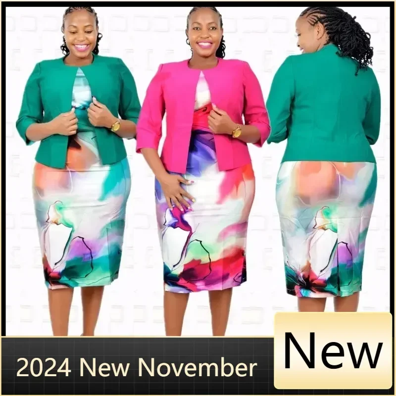 

Customized 2XL-6XL African Dresses for Women 2025 Spring Autumn African Women Polyester Printing Dress Suit Africa Clothes Chris