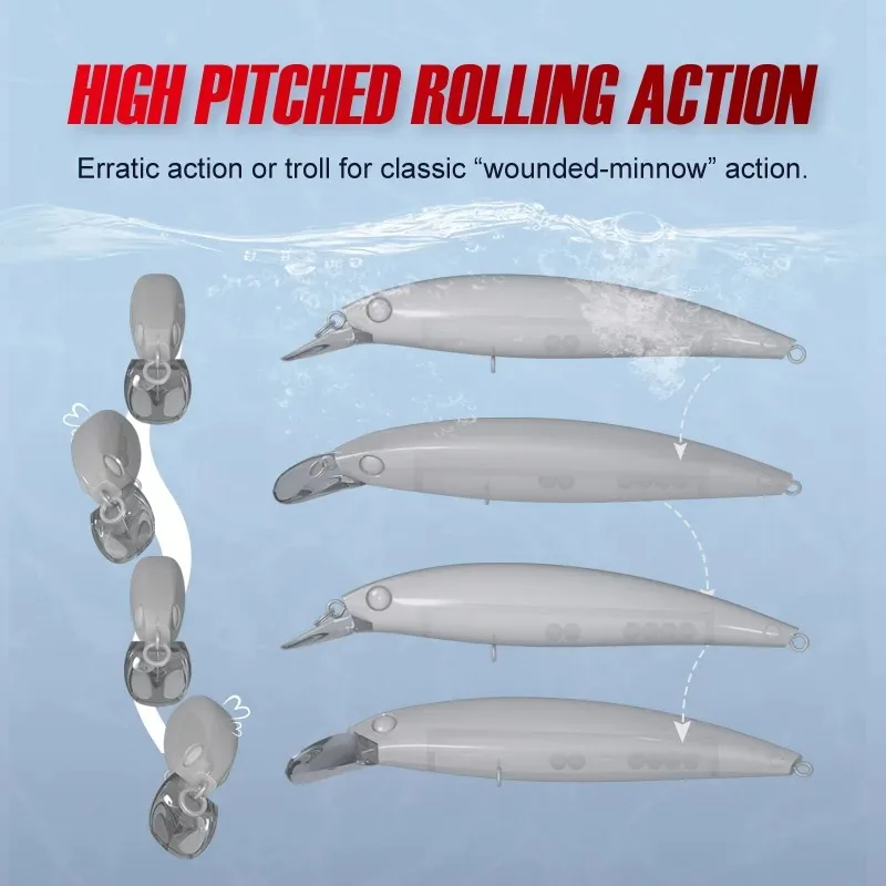 NOEBY أسماك الصيد السحر 100 مللي متر 120 مللي متر العائمة Wobblers طويل يلقي Jerkbait الاصطناعي الطعم الثابت باس الصيد البحري إغراء