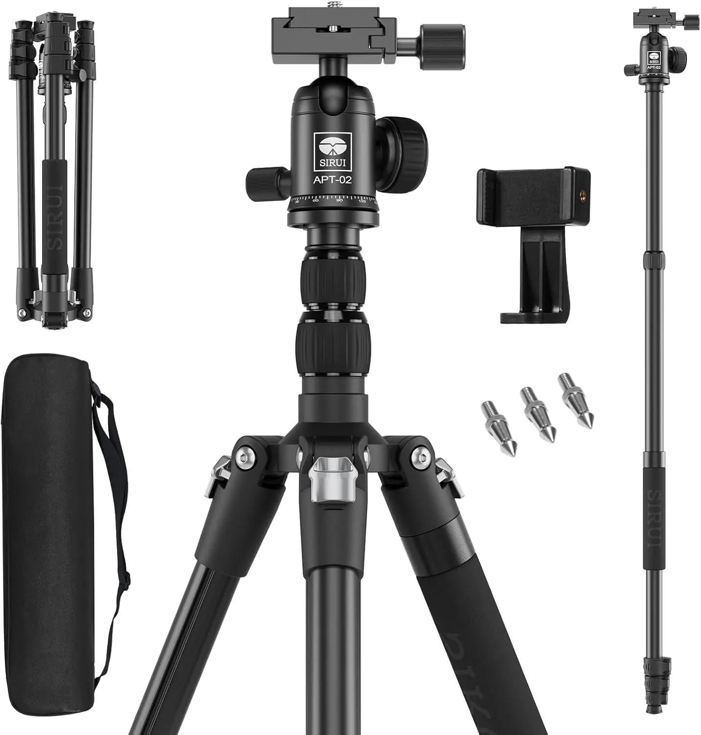 

78.7" Tall Aluminum Detachable Tripod with 360° Ball Head, Quick Release Plate for DSLR & Phone, Holds 17.64lbs