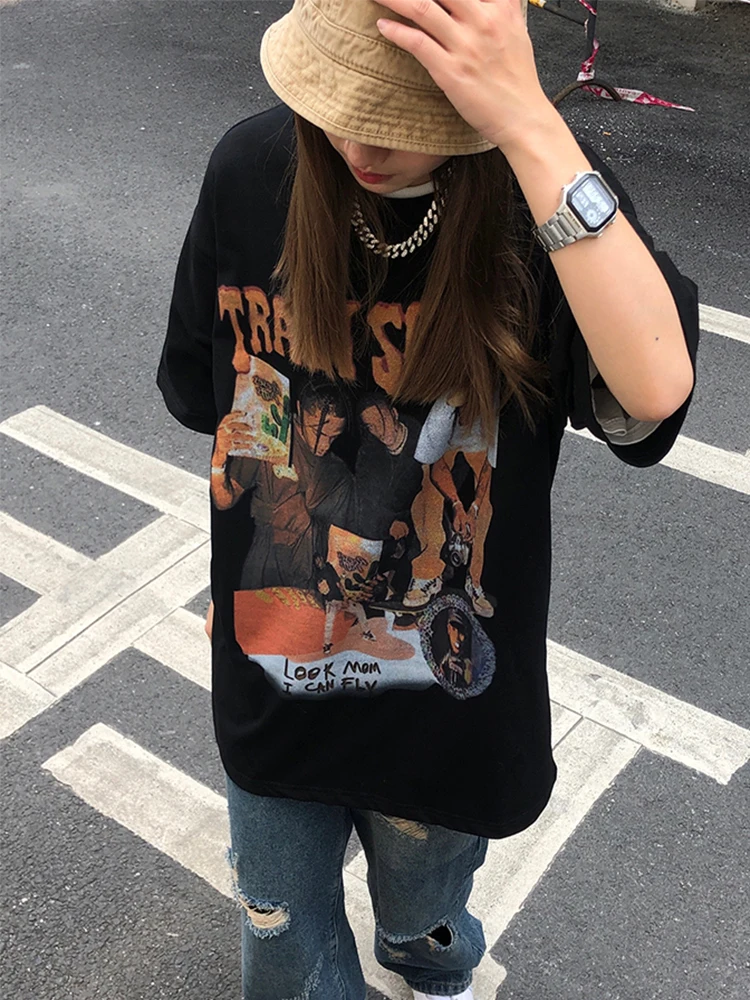 

CCYEBRAND Свободная футболка в стиле ретро American Or Sve ex Уличная одежда Модный хлопковый топ на лето 2024 г.