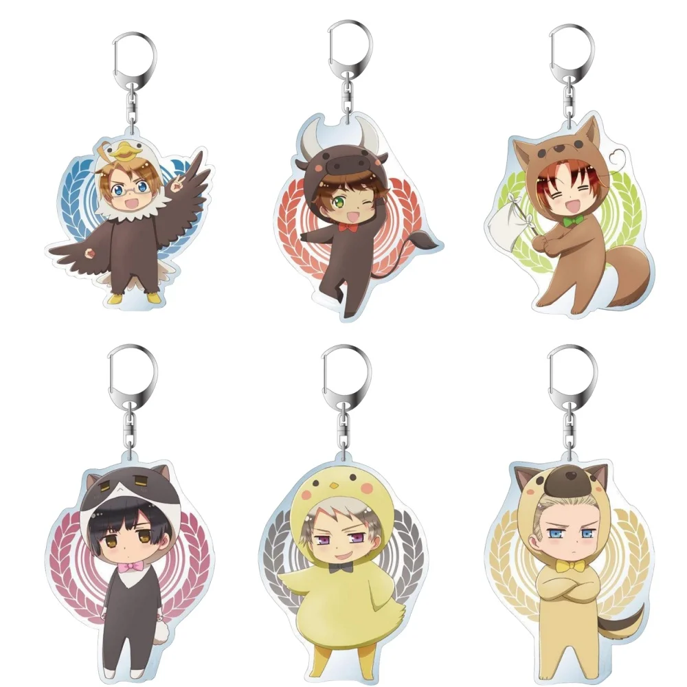 Lucky Seven Anime Peripheral Store Hetalia:The World Twinkle Kigurumi Ver Acrylic Keychain Pendant Ornamen Fans Gifts About 6cm