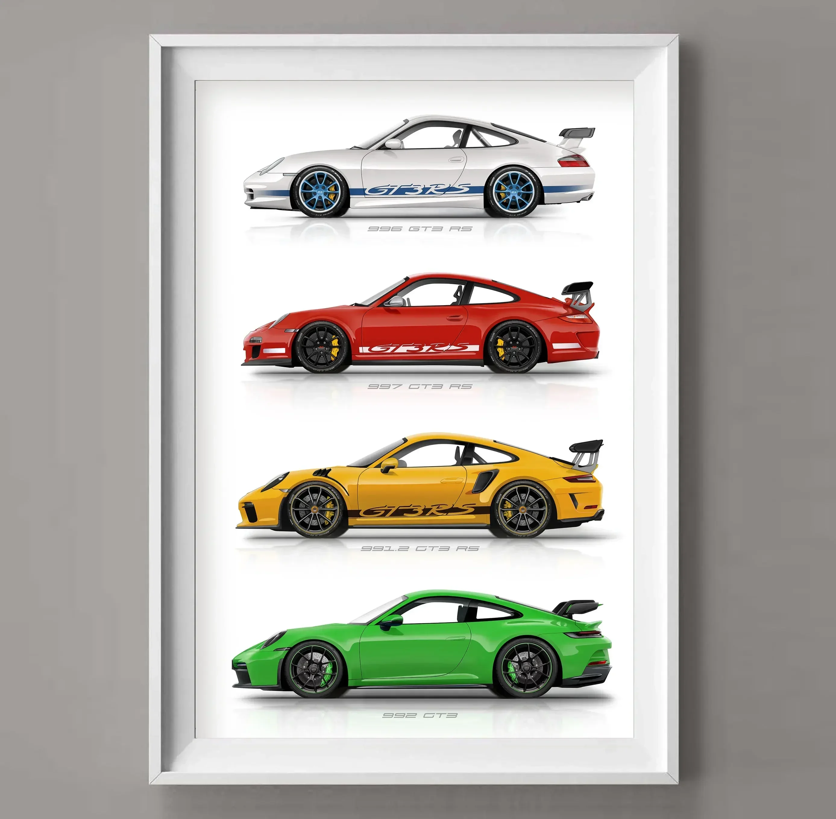 911 GT3 Multicolor SuperCar Generation Poster Canvas Print Painting Home Decor Wall Art Decoration Gift for Car Lover Frameless