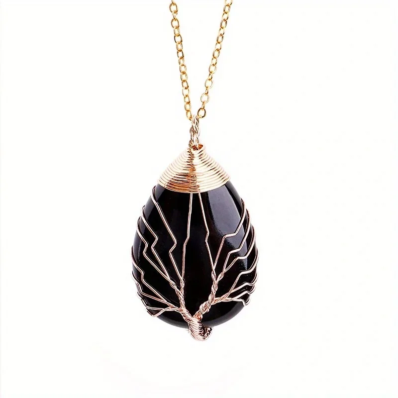 Baum des Lebens 7-Chakra-Halskette mit natürlichem Edelstein, Kristall-Energie-Heilung, handgefertigte Anhänger-Halskette, Yoga-Schmuck, Vintage für Frauen – Detail 13