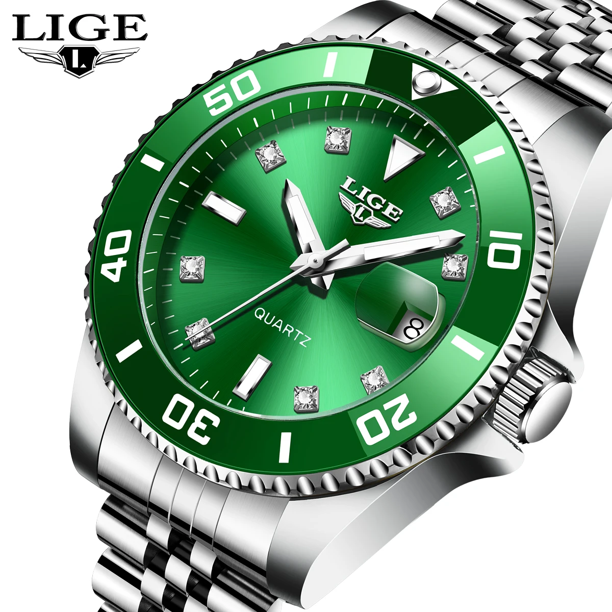 

TOP 2025 LIGE новые мужские часы, роскошные водонепроницаемые светящиеся мужские часы с датой, кварцевые часы из нержавеющей стали для мужчин, reloj + BOX