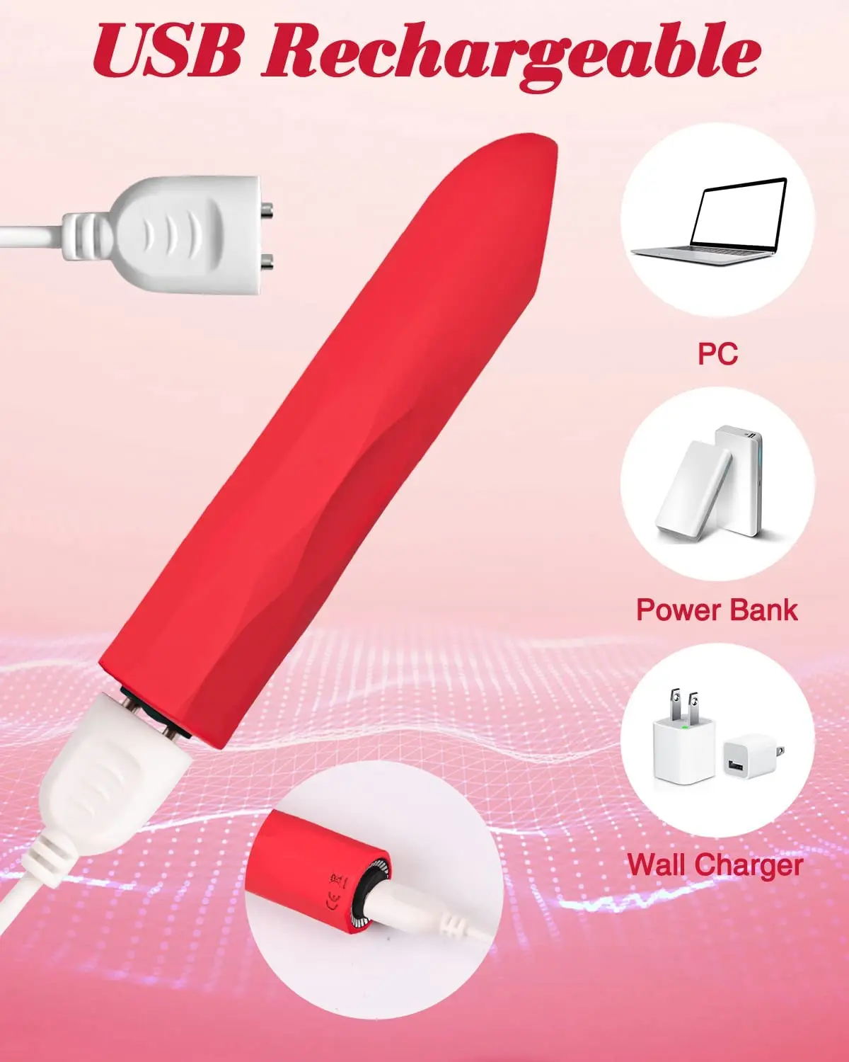 Onismo Bullet Vibrator, Mini G Spot Vibrator Klitoris Vibration Lippenstift Viber 10 Vibration Erwachsenen Sexspielzeug Frauen wasserdicht (rot