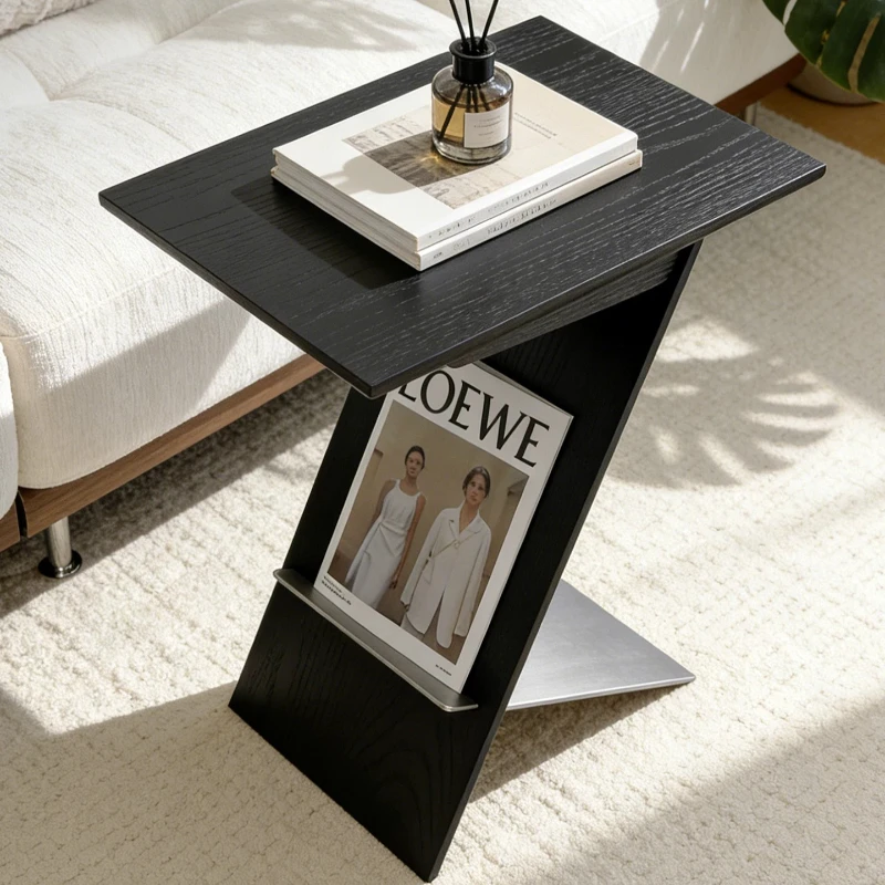 Black Wooden Side Table Minimalist Funky Entrance Sofa Side Table Couch Cool Designer Tisch Wohnzimmer Living Rooms Furniture