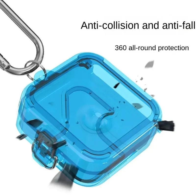 Custodia per cuffie per PC Custodia trasparente per cuffie wireless color caramello con gancio per cordino on-off Protezione anticaduta per niente orecchio 2