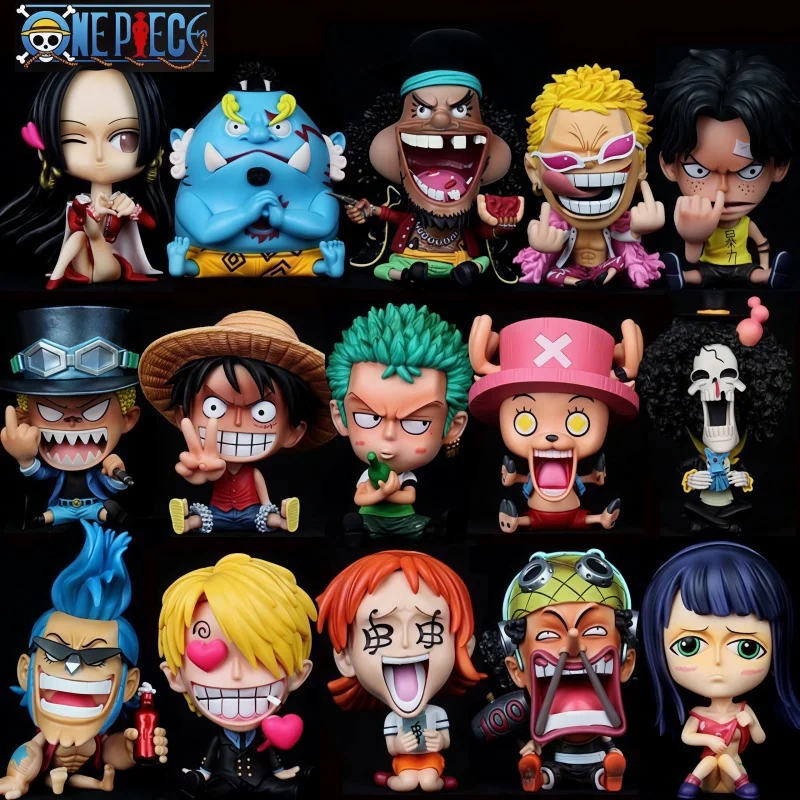 Figura GK de One Piece, Versión Q, de la Tripulación con Sombrero de Paja: Luffy, Zoro, Sanji, Ace, Sabo. Modelo Coleccionable de PVC, Adorno de Escritorio, Bonito Regalo.