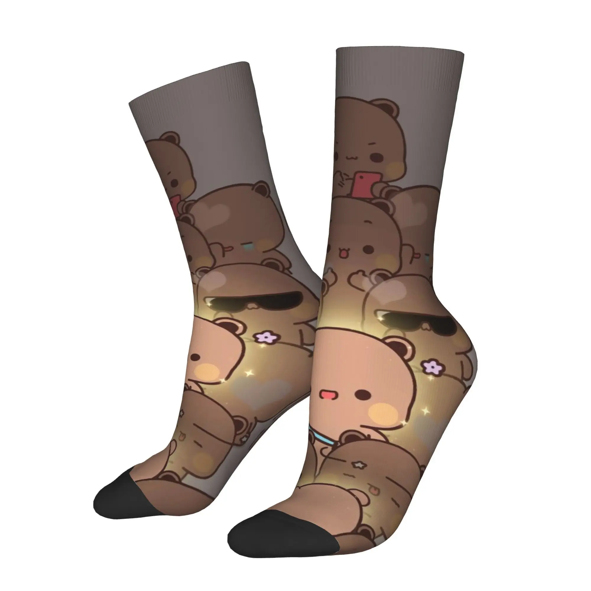 

Happy Men's Socks Panda Bear And Brownie Retro Bubu Dudu Cartoon Hip Hop Novelty Crew Sock Gift Pattern Printed