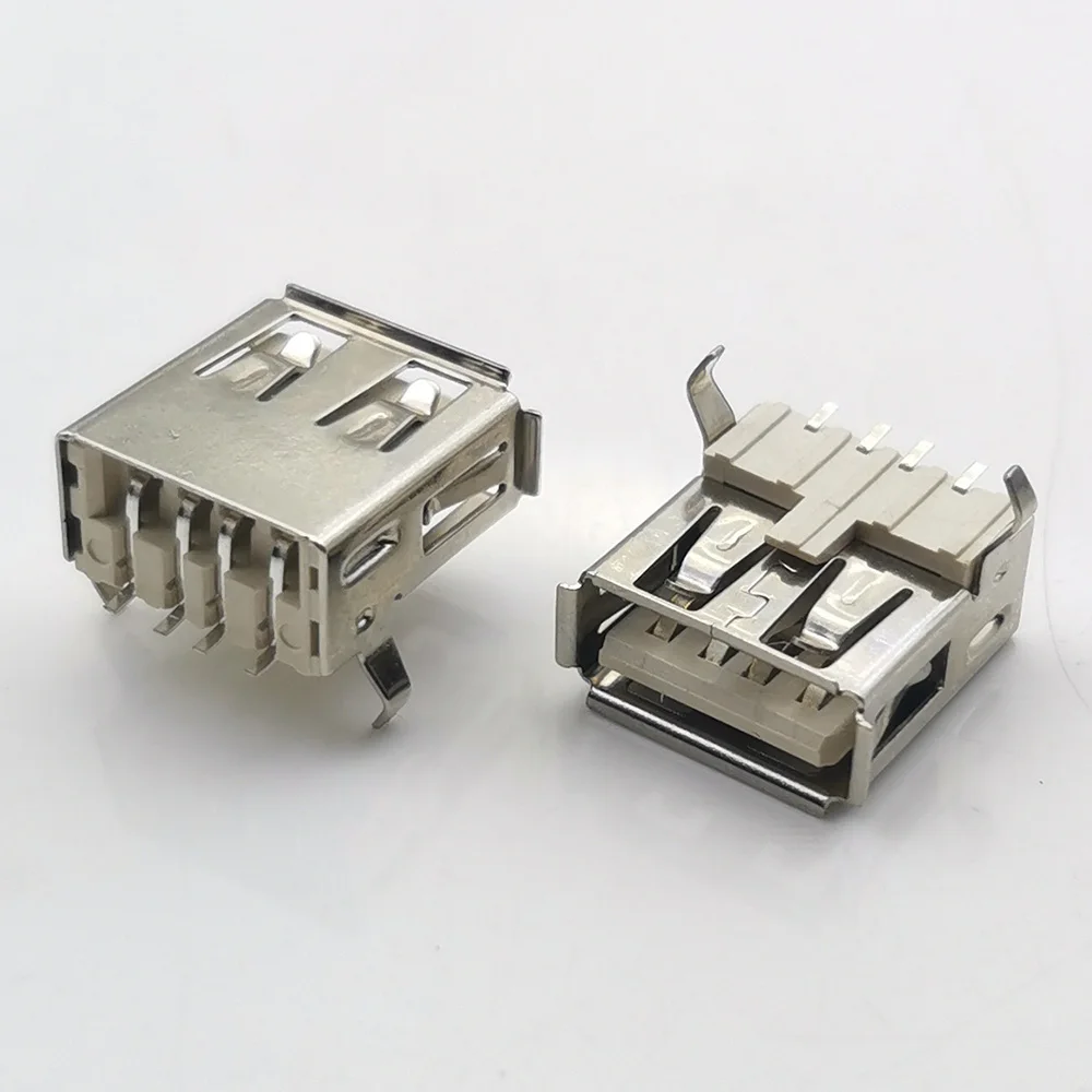 2023 Hot USB Type A Standard Port Female Solder Jack Connector PCB Receptacle USB-A Type AF 90 Degree Arc Pin Crimp Flat Port Re