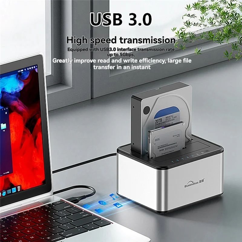 

AP-BLUEENDLESS Dual-Slot Hard Drive Docking Station Mechanical Solid-State Hard Drive Box For 2.5/3.5 Inch Hard Drive Dock AU Pl