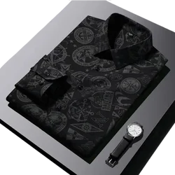 Port Wind Printing Button Handsome Senior Fit All-match Trend Comfort Classics Simplicity Men's Long Sleeved Shirtautumn 2024