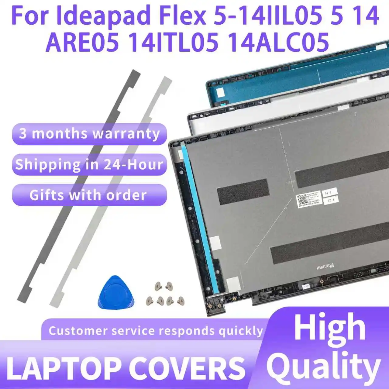 

Laptop Cover For Ideapad Flex 5-14IIL05 14ITL05 C550-14 5-14ALC05 Screen Back Cover Hinge cover Silver/Gray/blue Replace
