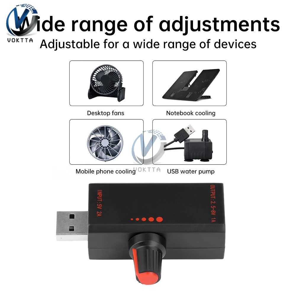 DC 5V 2A PWM Speed Controller 5W Fan Speed Controller Induction Power Supply Voltage Regulator Cooling with Type-C USB Interface