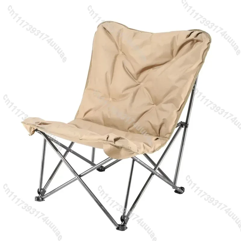 High‑Back Cotton Folding Moon Chair, Thickened Fabric Portable Outdoor Seat For Camping Picnic Wholesale
