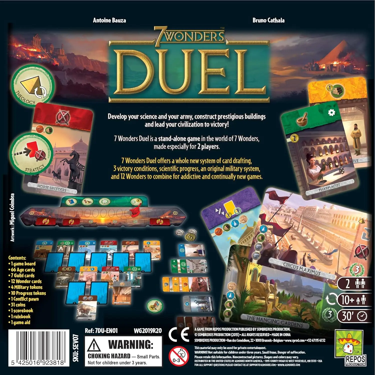 7 Wonders Duel, Board Game, Ages 10+, 2 Players 30 Minutes Playing Time