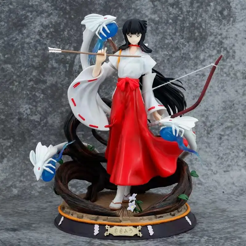 28cm Inuyasha - Fire Phoenix Priestess Kikyo Anime Figure Standing Pose Model Statue Collection Desktop Decoration Ornament Toy