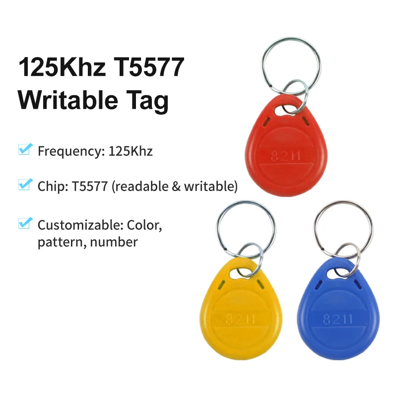 10pcs T5577 125kHz RFID ID Tag Copy Readable Writable RFID Key Fobs Tag Copy Key Card for Access Control System and Attendance