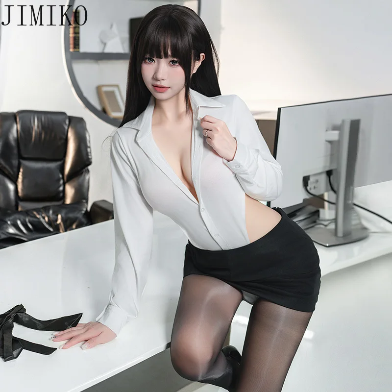 Sexy Office Secretary Cosplay Lingerie Uniform Secret Maid Teacher Costume Jumpsuit Short Skirt Halloween Night Club Outfit 2024