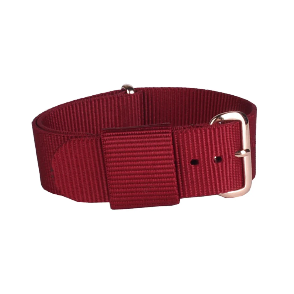 

Wine Red Nylon Braided Watch Band 20Mm Rose Gold Buckle Simple Replacement Strap For Smartwatch Durable Easy Install Watch