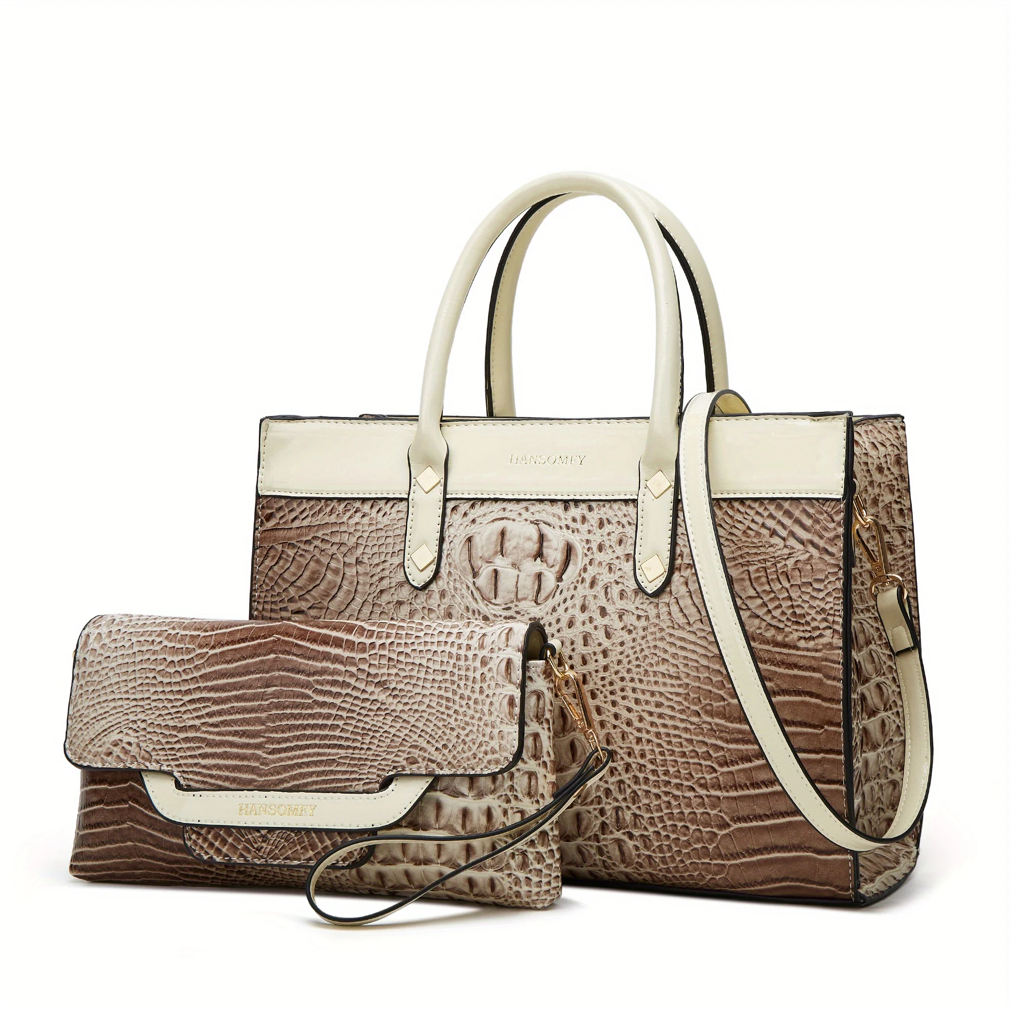 Two-piece fashion retro 2024 new women\'s bag high-volume alligator pattern high-quality hand-held shoulder straddle bag