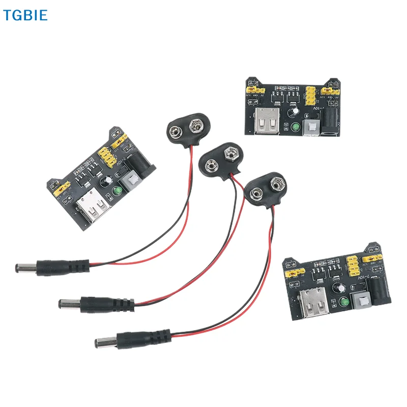[TL]【TL】MB102 Solderless Breadboard Power Supply Module 3.3V 5V With 9V Battery Clip Power Cable 2.1x 5.5mm Male DC Jack Plug