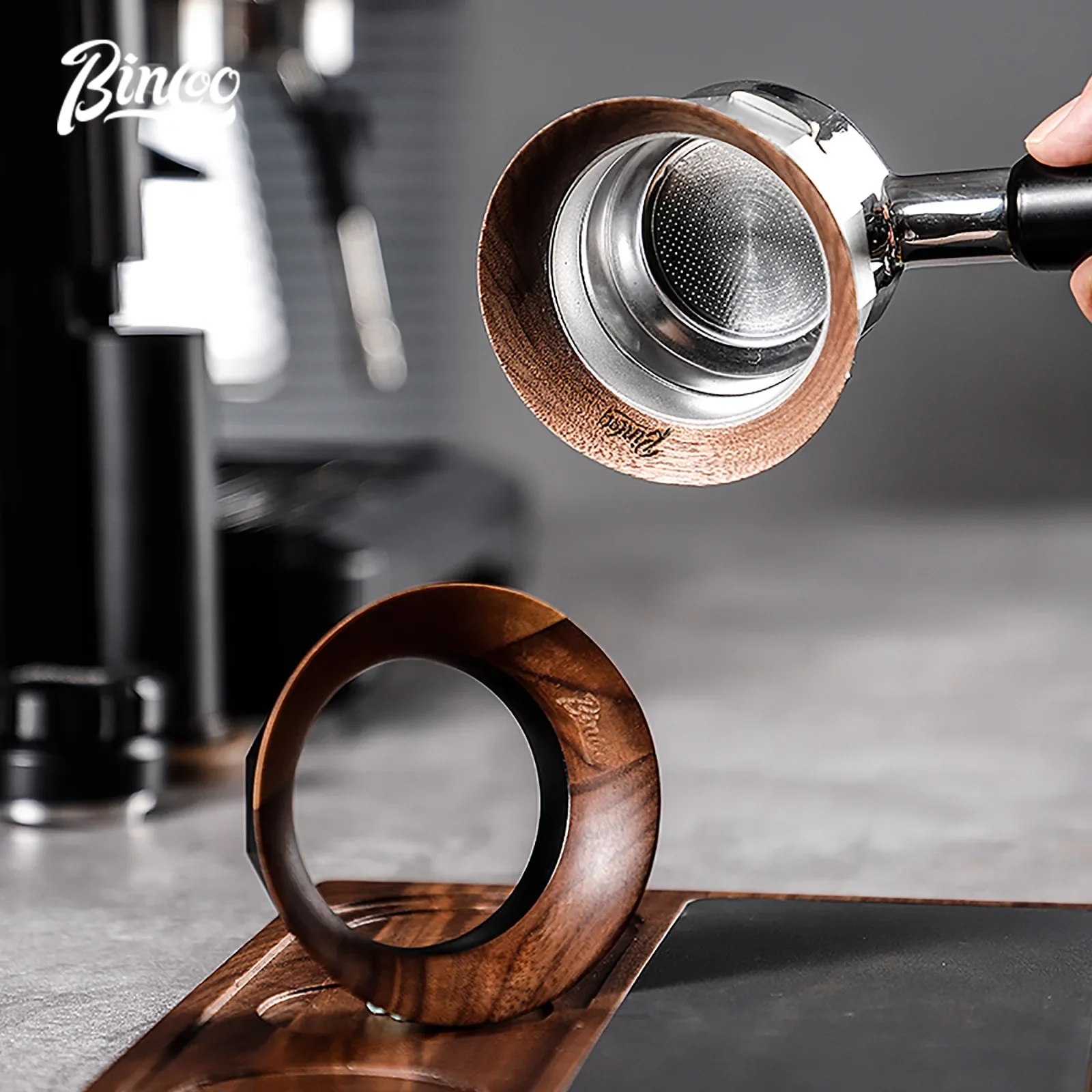 

Bincoo Professional Espresso Dosing Collar - Italian Walnut Handle Magnetic Ring for 51mm & 58mm Portafilters