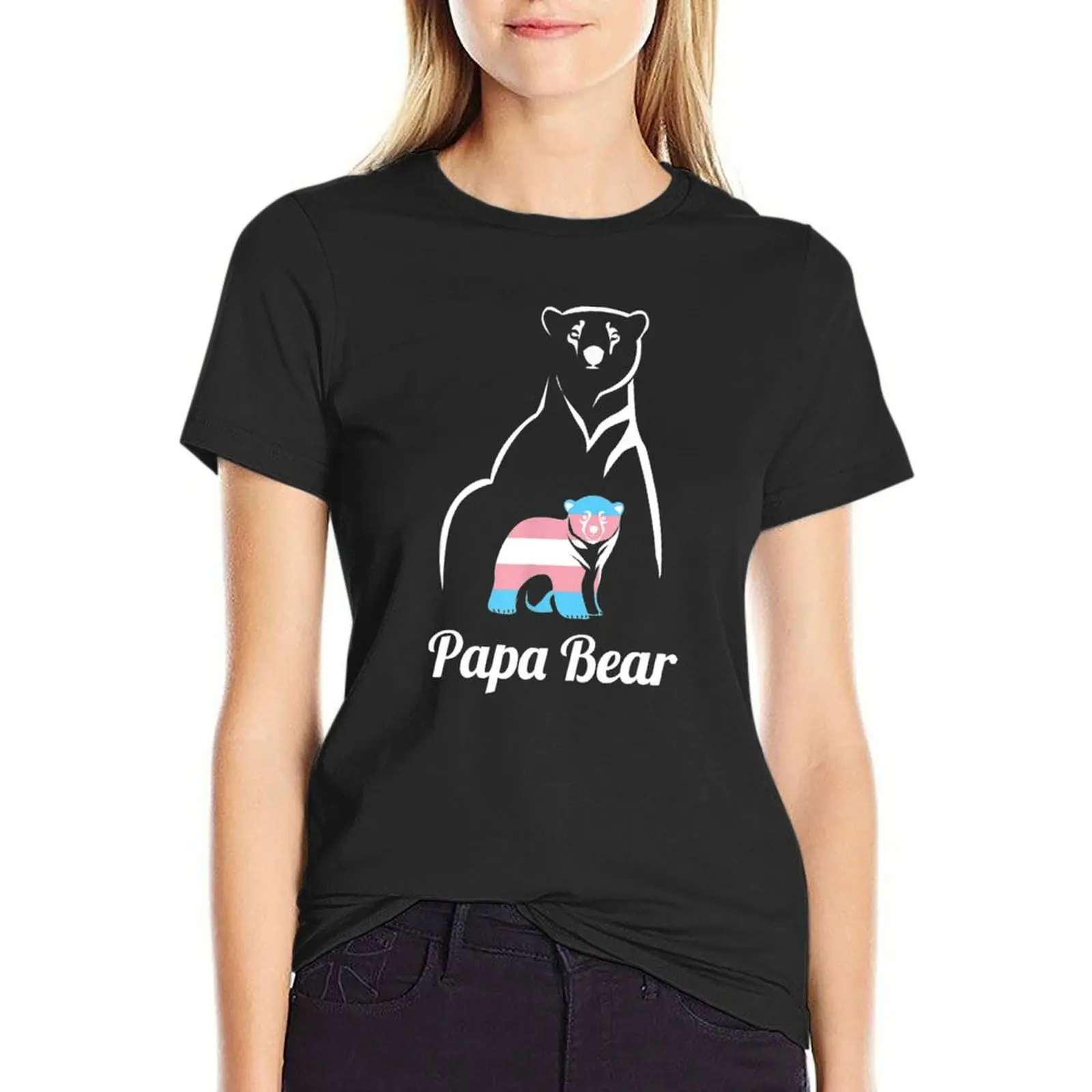 Papa Bear Transgender Dad Trans Child LGBT Trans Pride T-Shirt summer top summer clothes Women's tee shirt