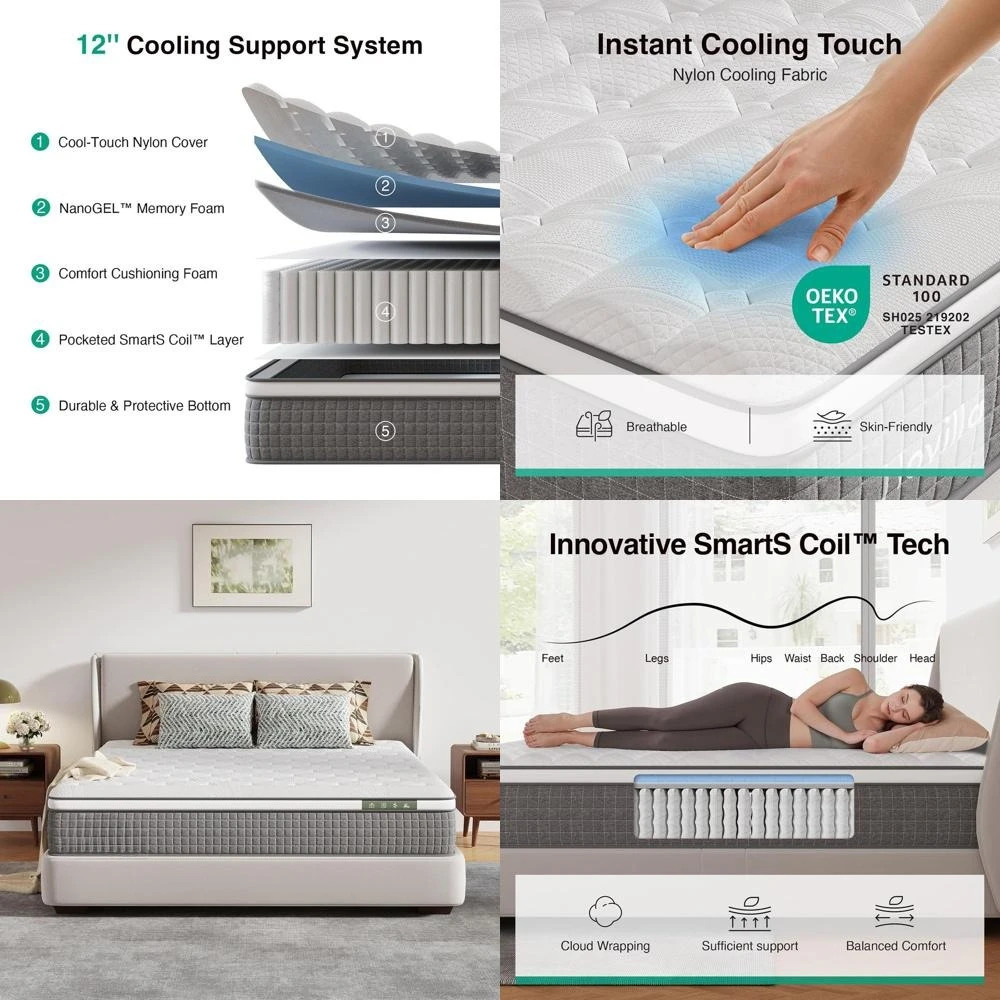 12 Queen Hybrid Mat…