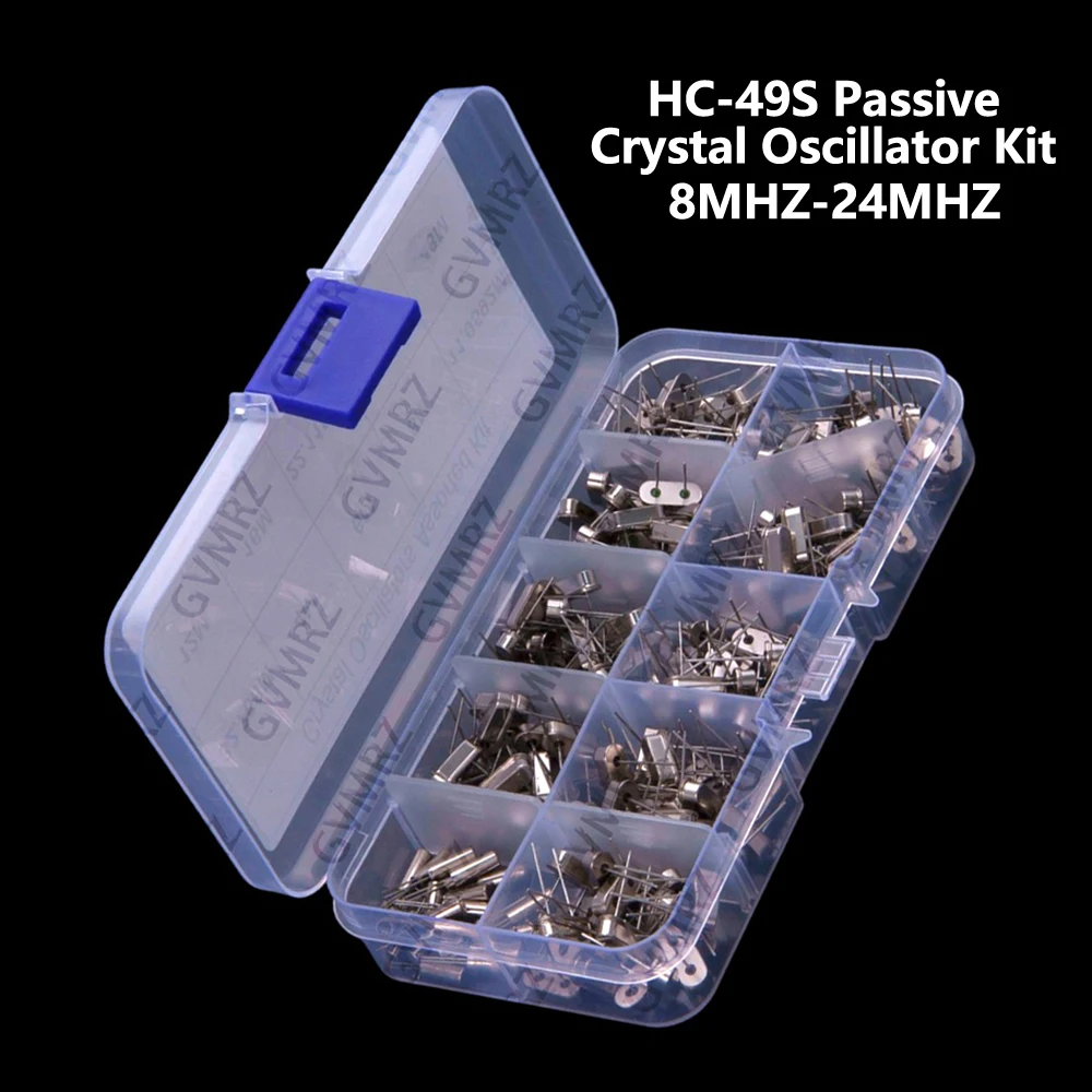 200PCS 8mhz 16mhz 24mhz 4MHz 12MHz 10Values ​​HC-49S Passive Crystal Oscillator Kit 32.768kHz