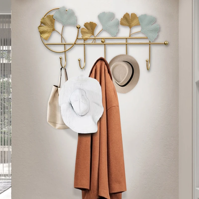 Modern Hook Up Fan-Shaped Leaf Hook Key Holder Wall Hooks Hanging Leaves Bathroom Wall Hook Decorative Minimalist Home-C Durable