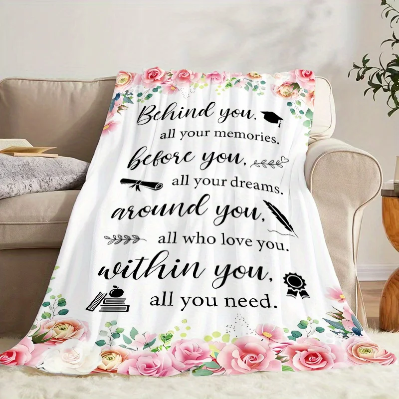 

1 PC Graduation Season Pattern Flannel Blanket, a gift blanket for family and friends