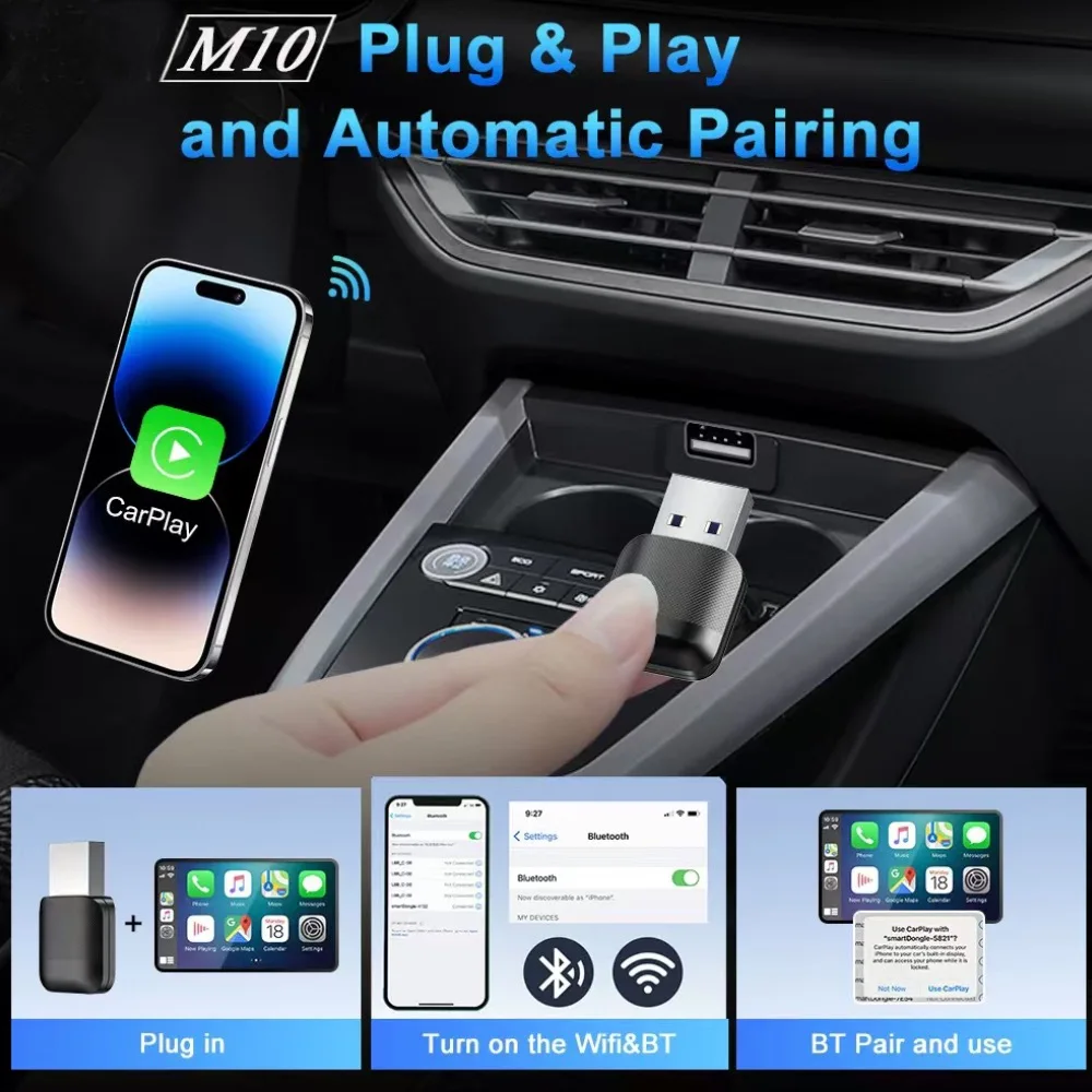 Ultra Mini Bezprzewodowy Adapter CarPlay Typu C Nowy Bezprzewodowy Dongle USB Android Auto Wifi Bluetooth Wifi Dla iPhone'a Plug and Play