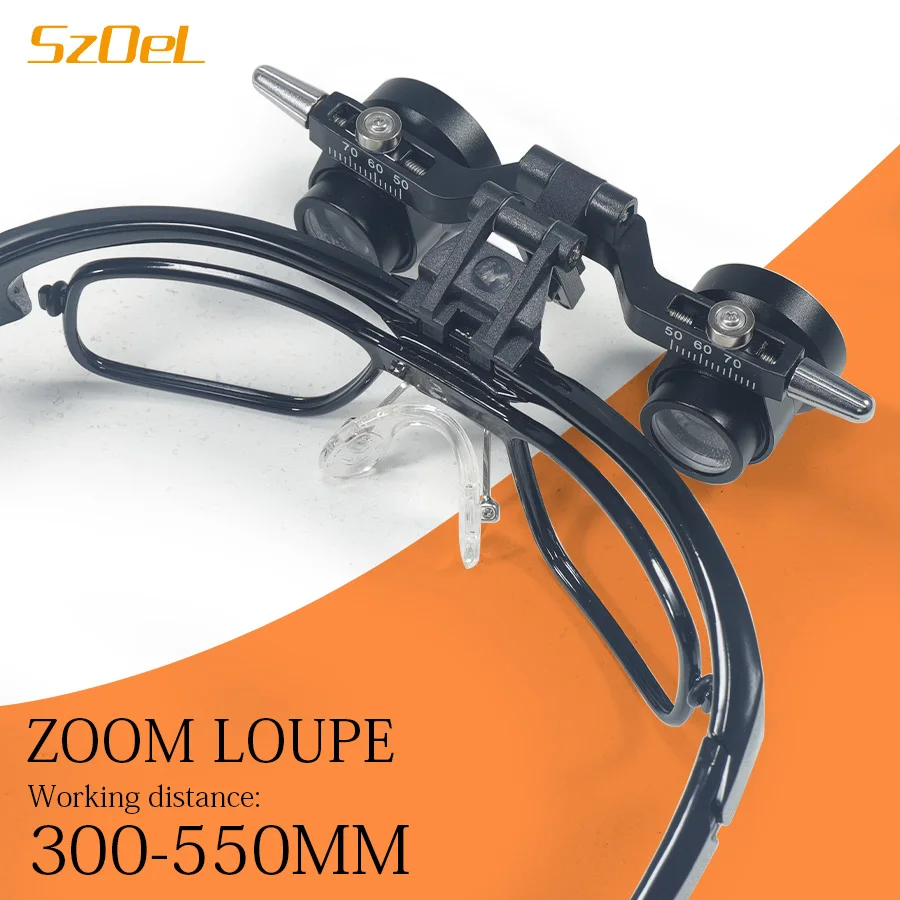 New Dental Zoom 2.5X 3.5X Loupes Frame Type Dental Loupes with Adjustable Working Distance of 300-550MM