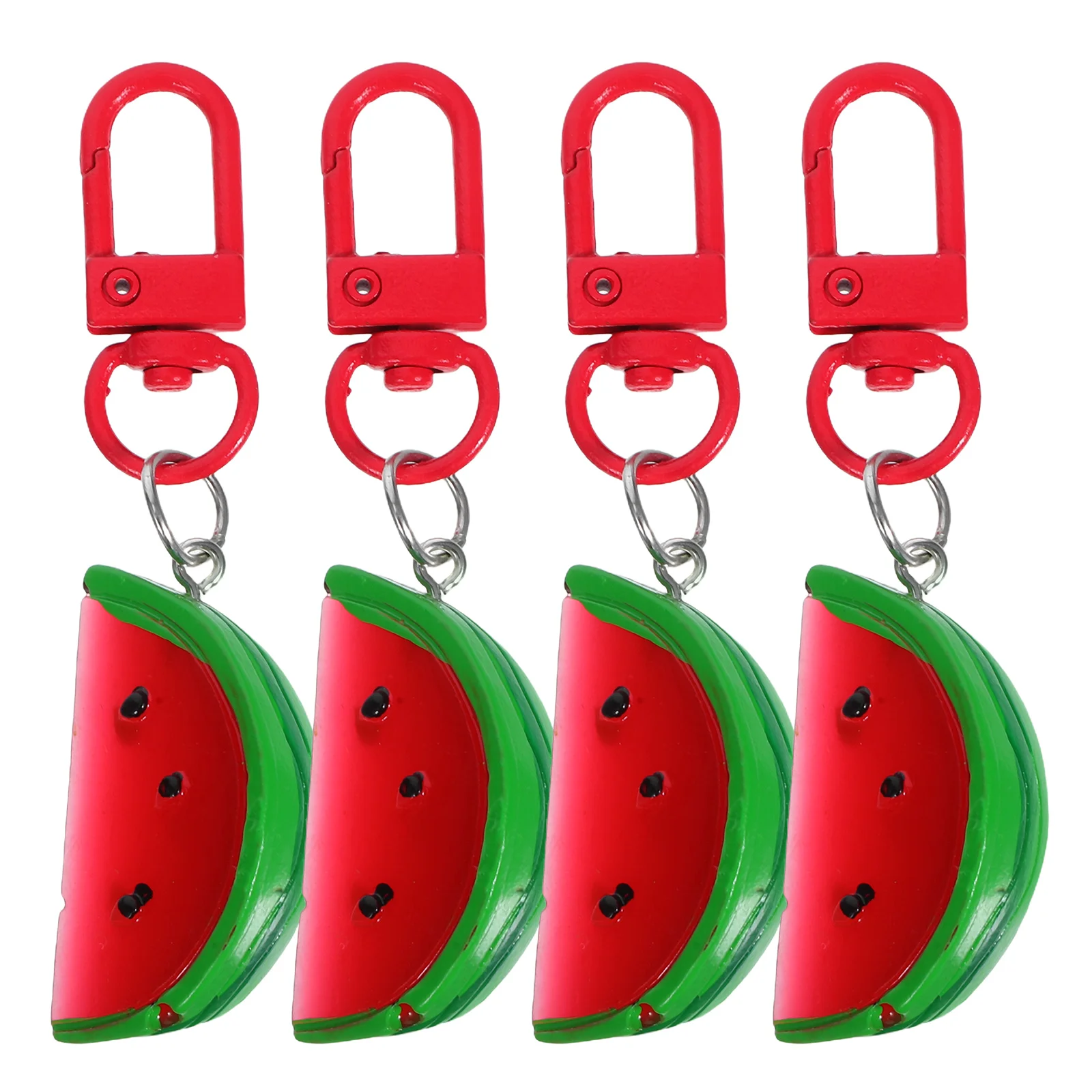 

4 pcs Fruit Keychain Resin Watermelon Slice Bag Charm Compact Lightweight Realistic Design Pendant Decorative Accessories Fruit
