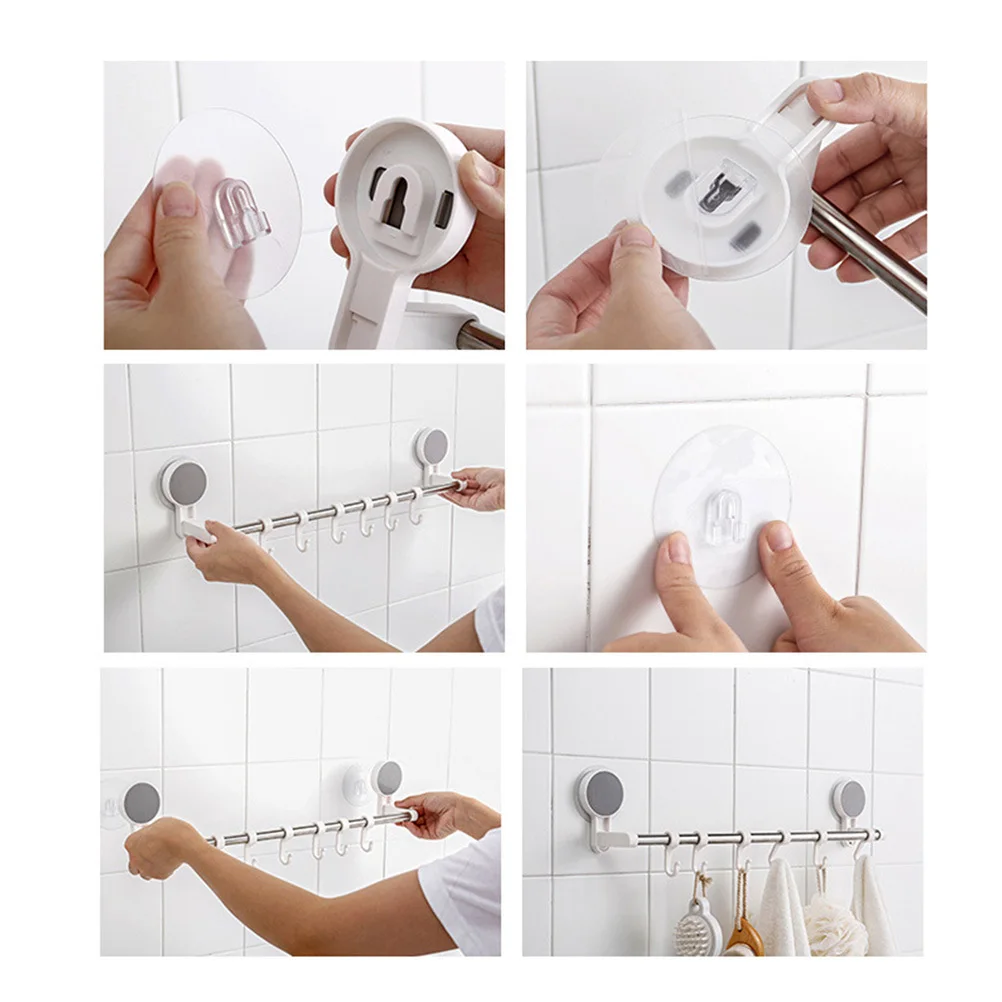 

6pcs Stainless Steel Towel Rack No Hole Damage Easy Install For Kitchen Bathroom Home Traceless Hanging Shelf Kitchenwares