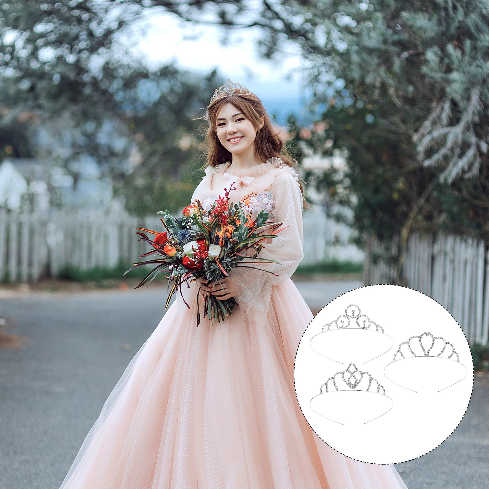 

3Pcs Bridal Rhinestone Crown Wedding Tiara Elegant Bride Hair Accessories Crystal Headpiece Bride Crown Wedding Hair Accessories