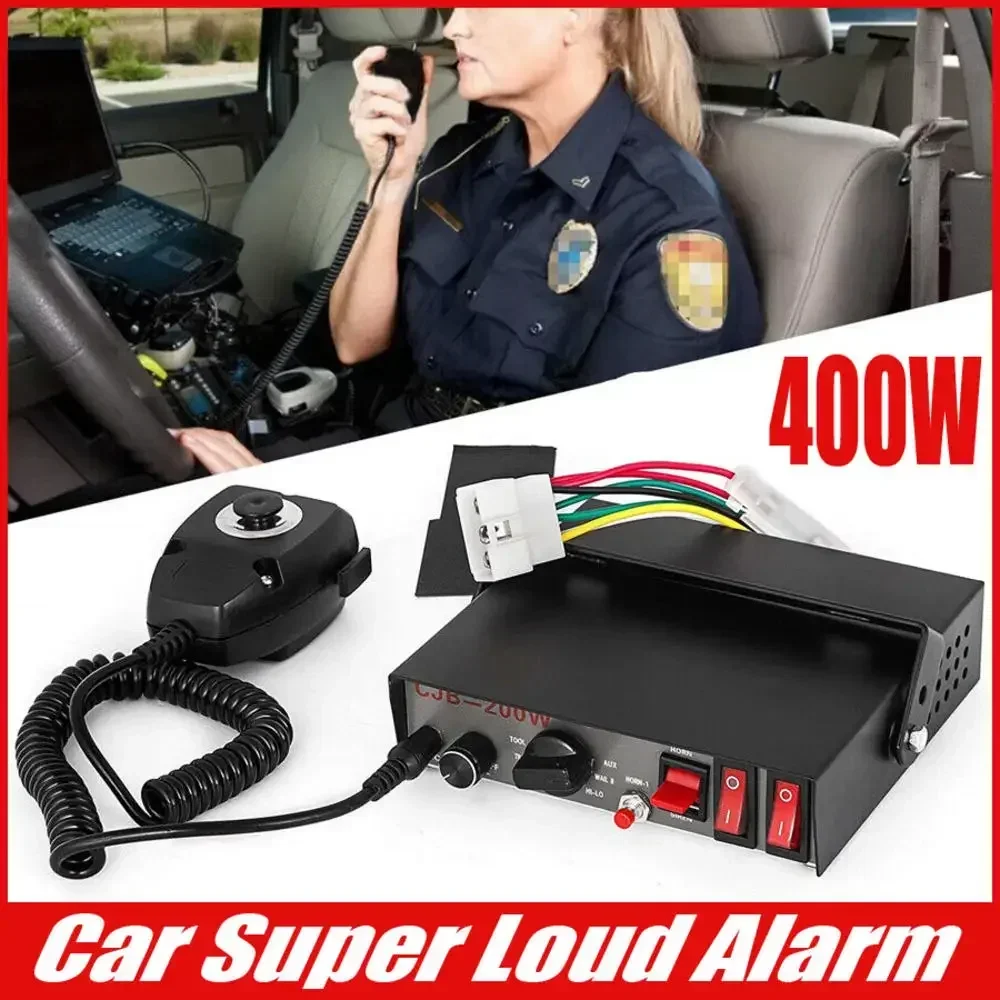 12V/24V 9 Sound Loud Warning Alarm Police Fire Siren Horn PA Speaker MIC System  Microphone Fire Speaker Host 200W/400W