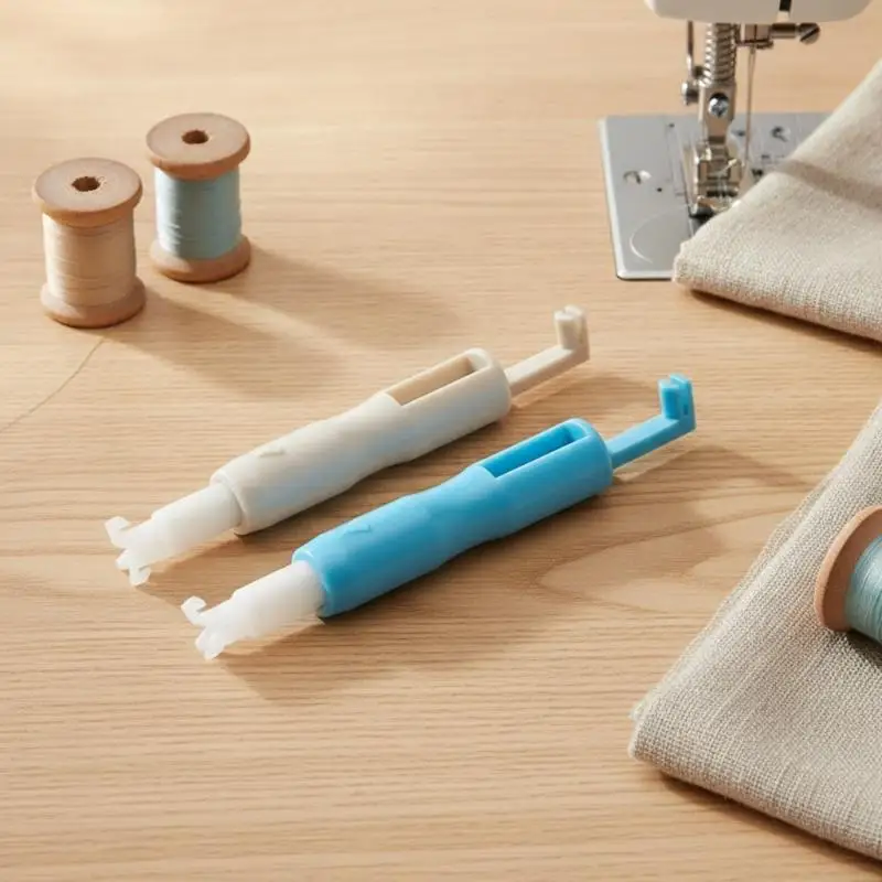 Sewing Needle Inserter Automatic Needle Threader Bodkin Threading Tool For Sewing Machine Holds Firmly Blue White