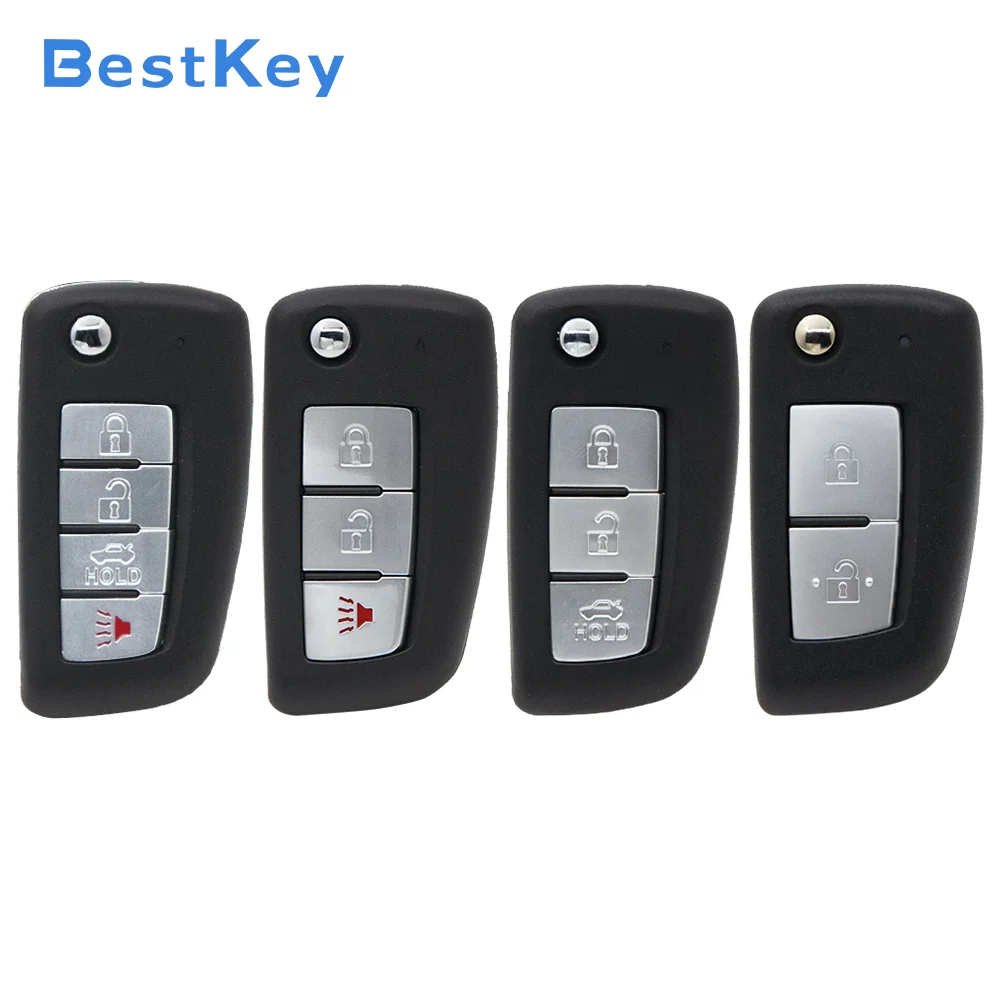 Best Key Replacement 2-4 Button Flip Key Shell Combo Compatible With Nissan Rogue X-Trail Qashqai Infiniti Altima Sentra Armada
