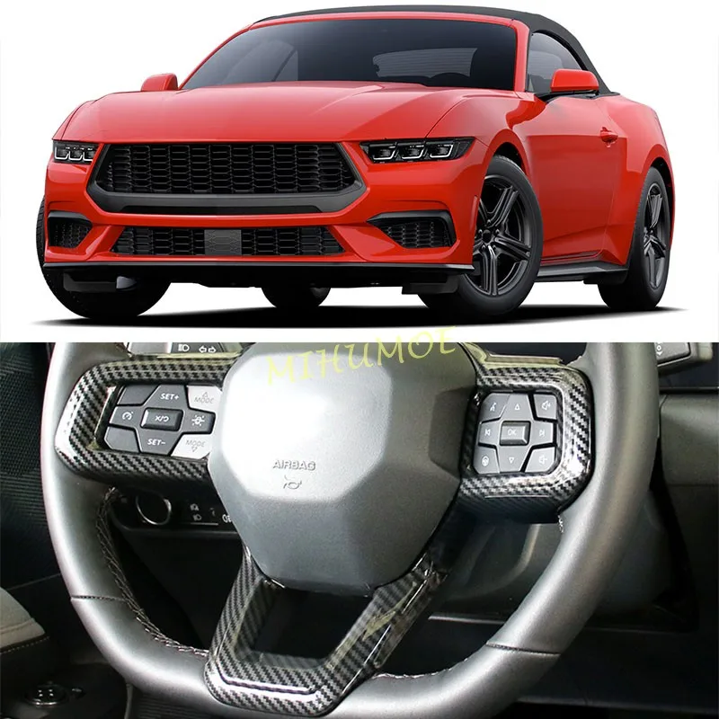

Для Ford Mustang 2024 2025 2026, кнопки на руль из углеродного волокна, накладка, наклейка, украшение для салона автомобиля, тюнинговые аксессуары