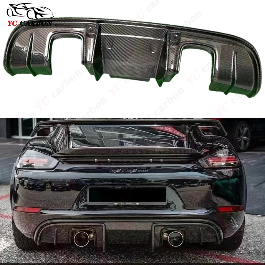 

For Porsche 718 Cayman 982 GT4 Style Carbon Fiber Car Rear Bumper Back lip Diffuser Rear Side Splitters Spoiler Lip Body Kit