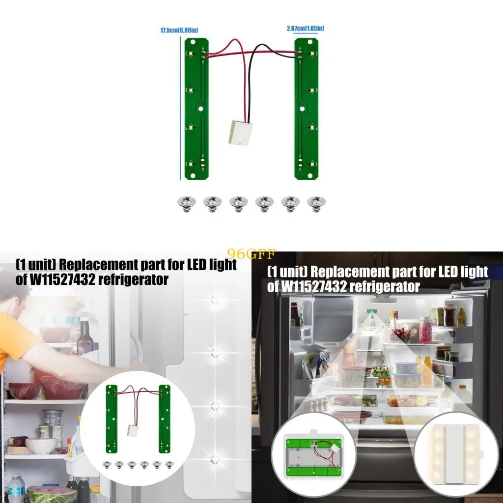 96GF Kühlschrank-LED-Licht-Ersatzplatine für Modelle W11527432 W11387579 W11333374 W11042554 Einfache Schraubmontage